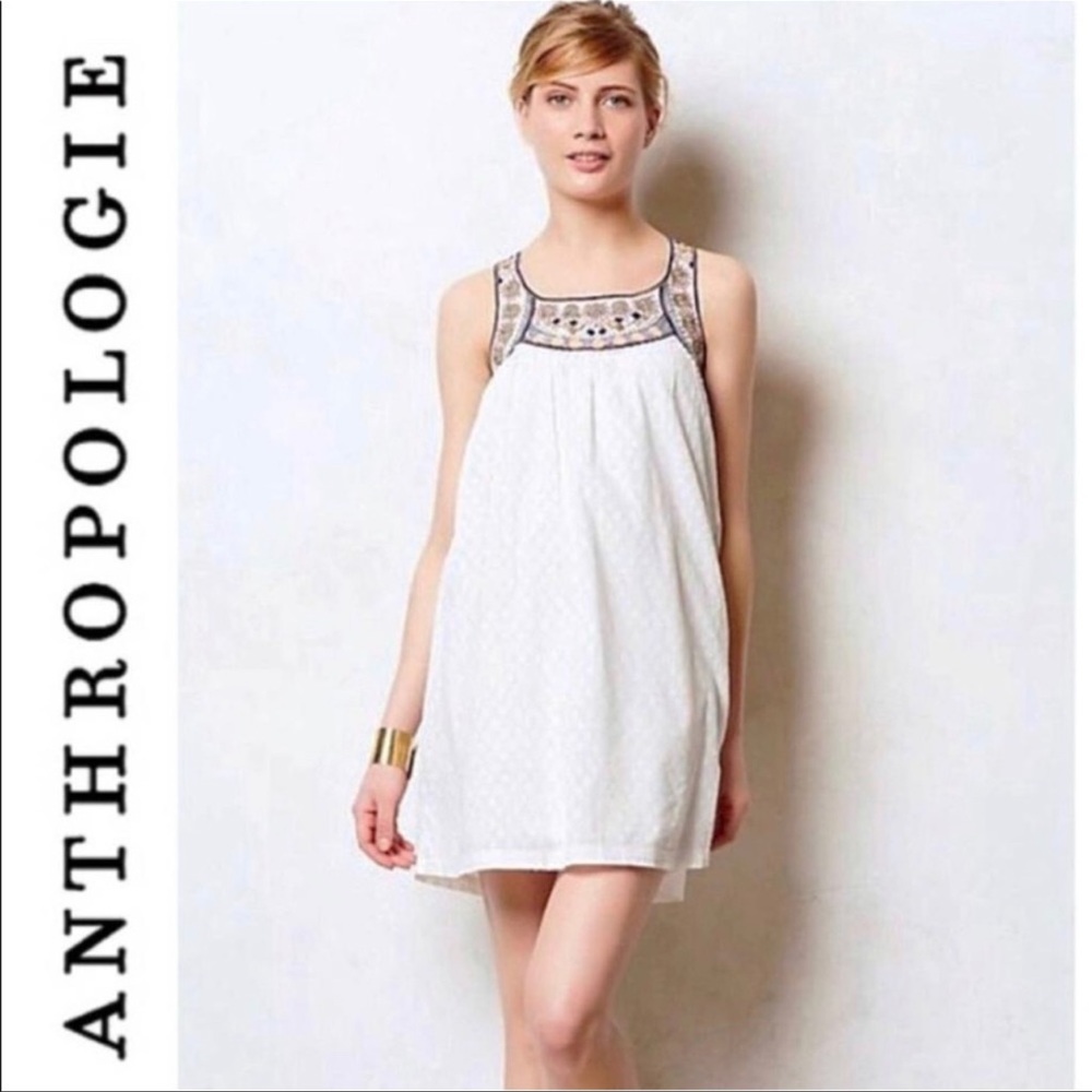ANTHRO Lilka Embroidered Shift Dress Pockets Size S
